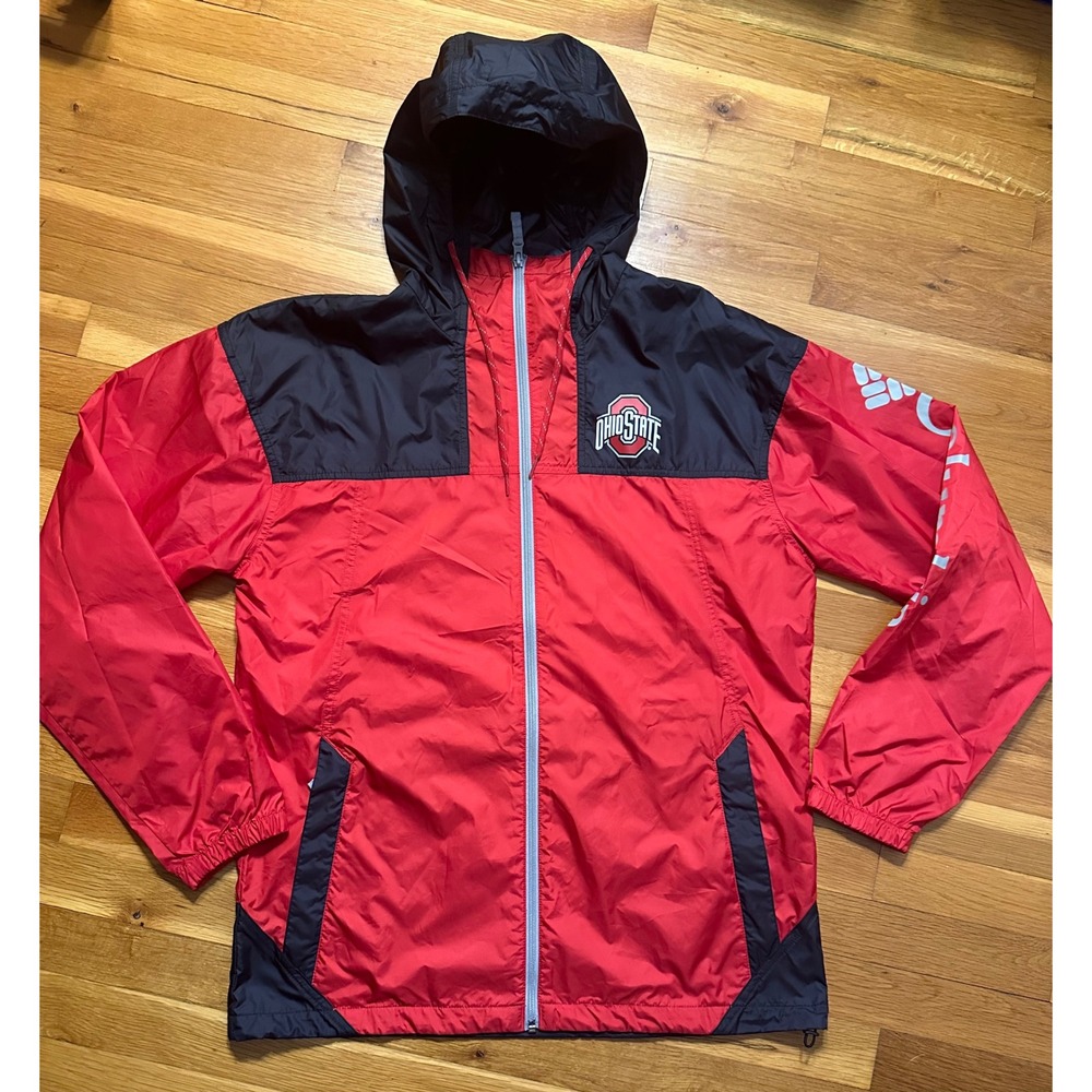 Columbia Ohio State Buckeyes Mens Windbreaker Jacket Red Black Full Zip Medium